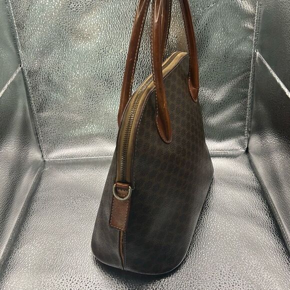 Celine Alma Top Handle Shoulder Bag Brown Triomphe Signature Logo Print - Picture 2 of 15